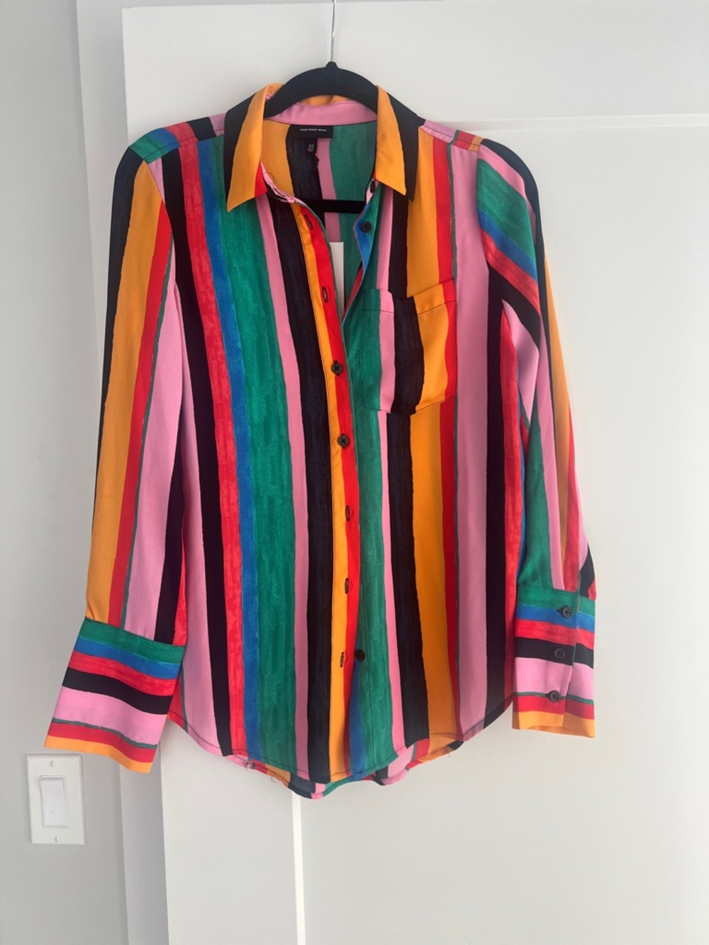 Who What Wear Multi-Color Striped Button-Up Shirt